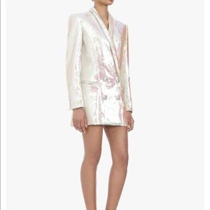 White & Iridescent Sequin Blazer Dress